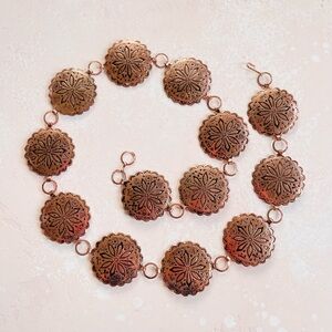 Copper Tone Metal Concho Chain Belt Y2K Fashion Accessories